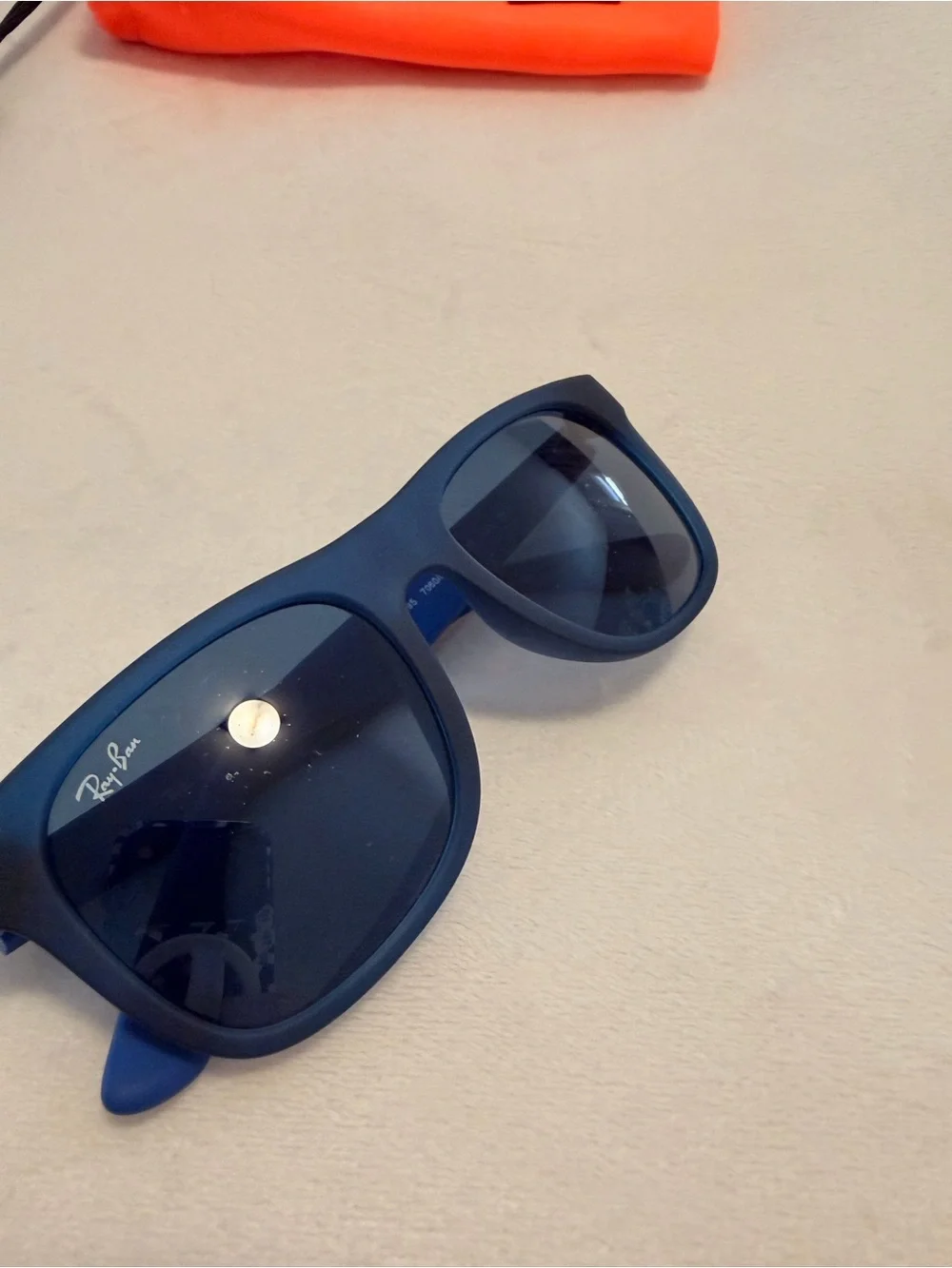 Ray-Ban Kids Navy Blue Sunglasses with Bright Orange Pouch